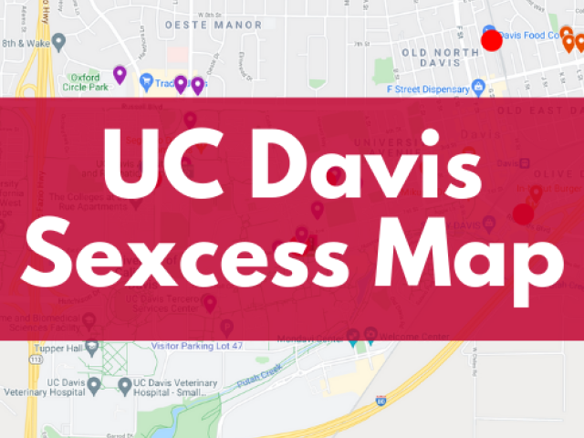 加州大学戴维斯分校的性别地图，背景是地图图像